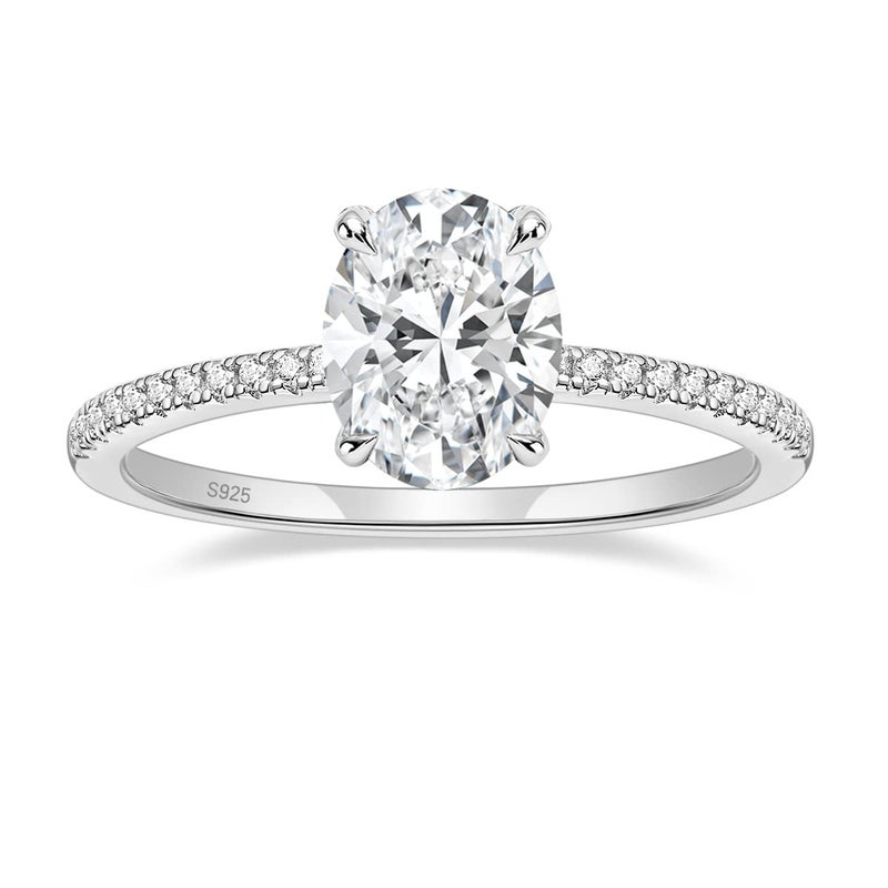 EAMTI 3CT 925 Sterling Silver Engagement Rings Oval Cut Cubic Zirconia CZ Wedding Promise Rings for Her Stunning Wedding Bands for Women Size 6 - Image 1